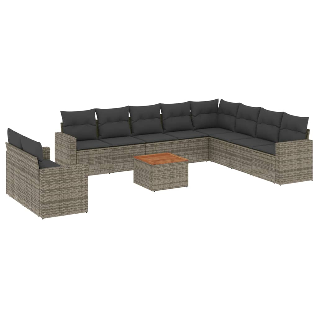11 részes szürke polyrattan kerti ülőgarnitúra párnákkal (3224198)
