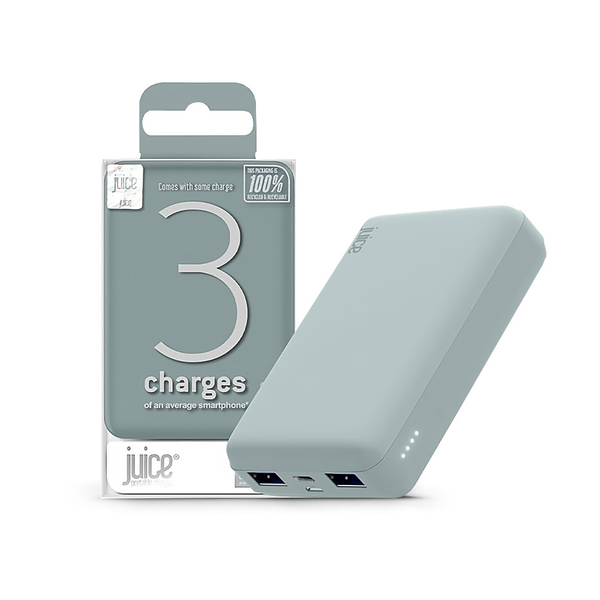 Univerzális hordozható, asztali akkumulátor töltő - Juice ECO 3 Power Bank -    2xUSB +Type-C - 10.000 mAh - éjfekete zöld (JU194761)
