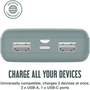 Univerzális hordozható, asztali akkumulátor töltő - Juice ECO 3 Power Bank -    2xUSB +Type-C - 10.000 mAh - éjfekete zöld (JU194761)