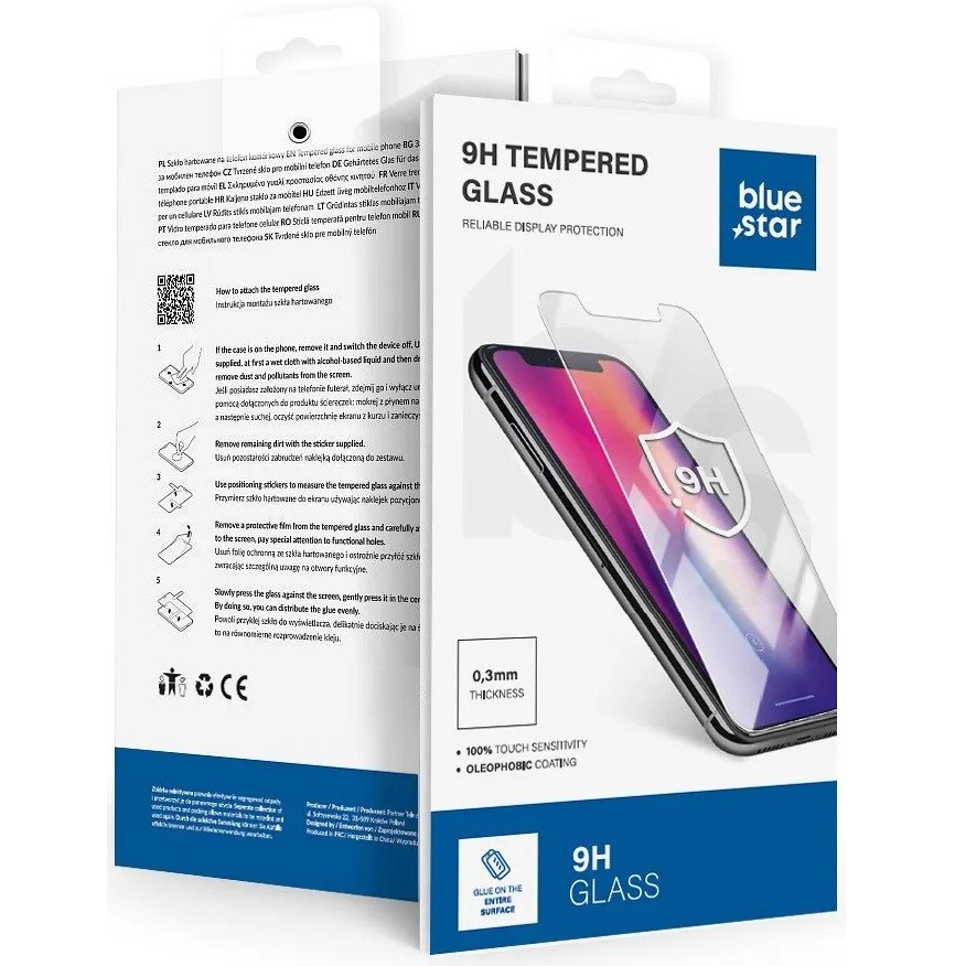 Huawei Honor X7a, Kijelzővédő fólia, ütésálló fólia (az íves részre NEM hajlik rá!), Tempered Glass (edzett üveg), Blue Star, Clear (TS12768)