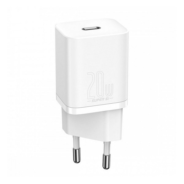 Hálózati töltő adapter, 20W, USB Type-C aljzat, gyorstöltés, PD, Baseus Si, fehér (6953156230002)