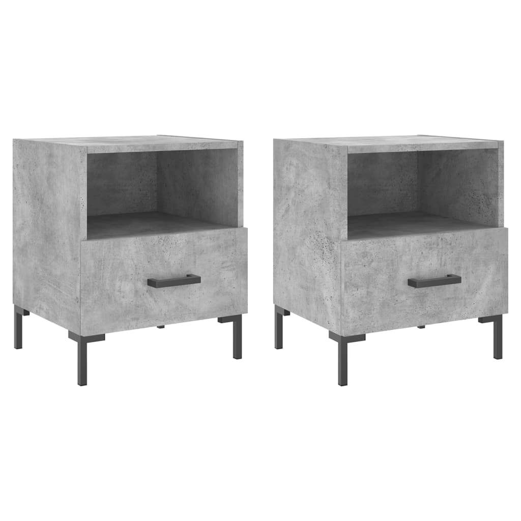 2 db betonszürke szerelt fa éjjeliszekrény 40 x 35 x 47,5 cm (827445)