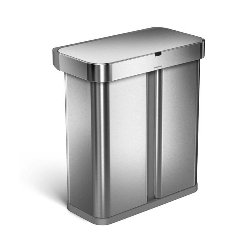 SimpleHuman ST2036 58 literes szelektív szemetes hang és mozgásszenzorral ezüst (ST2036)