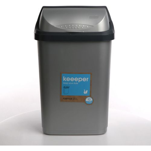 Cubo De Basura Con Tapa Deslizante, 25 L, Rasmus, Plateado