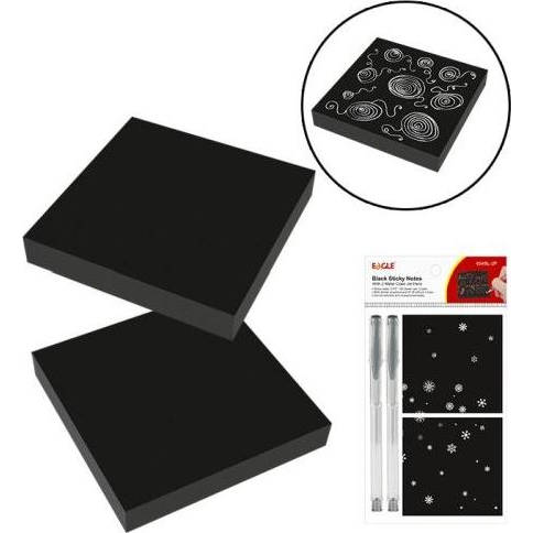 Öntapadós Jegyzet Szett Eagle 75x75mm Fekete 2Db Öntapadós Jegyzet 2Db Ezüst Tollal (420901)