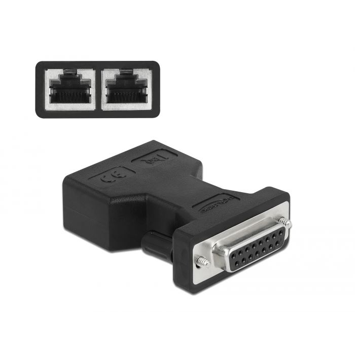Delock D-Sub 15 tűs anya 2 db. RJ45 anya adapter (66806) (DE66806)