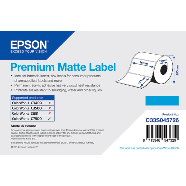 Epson Premium Matte Label Bianco Opaco