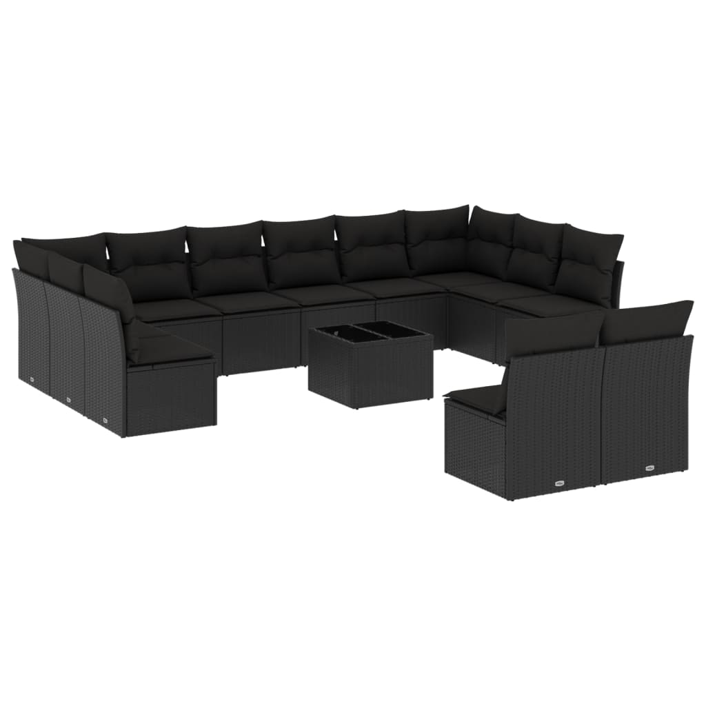 13 részes fekete polyrattan kerti ülőgarnitúra párnákkal (3250214)