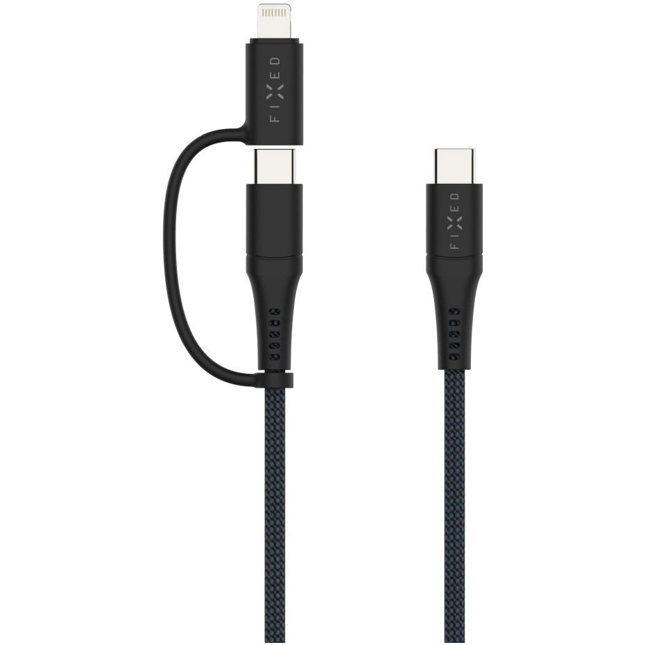 FIXED Cable USB-C to USB-C + Lightning - PD, 3m, MFi, 60W, szürke (FIXDB-CCL3-GR)