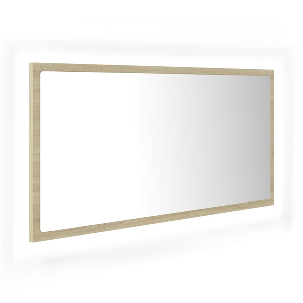 sonoma-tölgy akril LED-es fürdőszobai tükör 90x8,5x37 cm