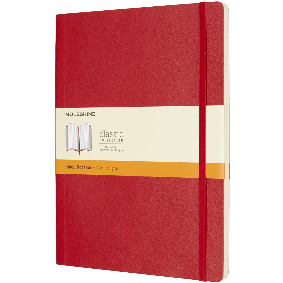 MOLESKINE XL, puha kötés, vonalas, piros (QP621F2)