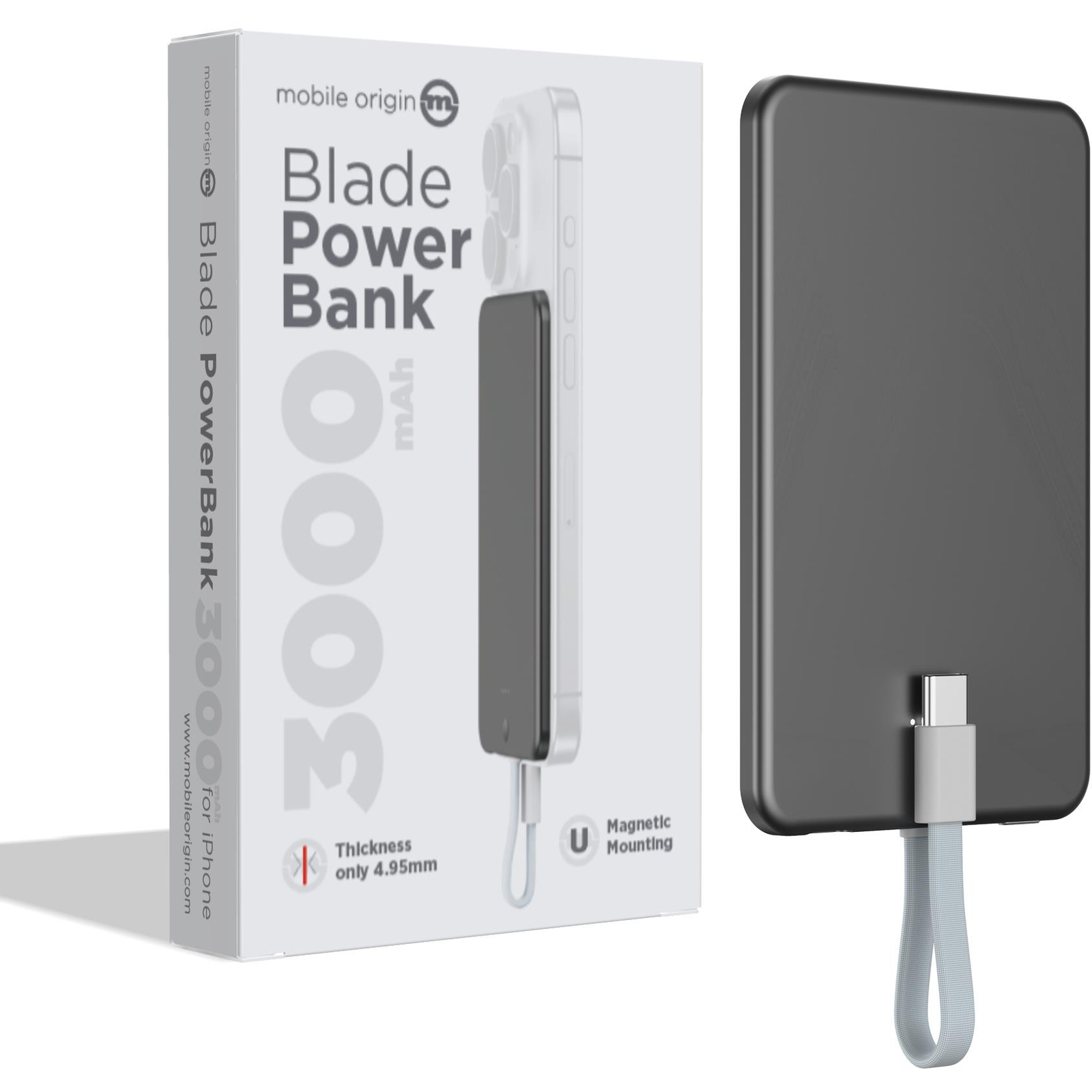 Mobile Origin Blade PowerBank 3000mAh Grey (PBB-3KC-GRY)