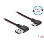 Кабел Delock 85281, Easy, USB 2.0 към USB-C, С ъгъл наляво / надясно, Текстил, 1 м