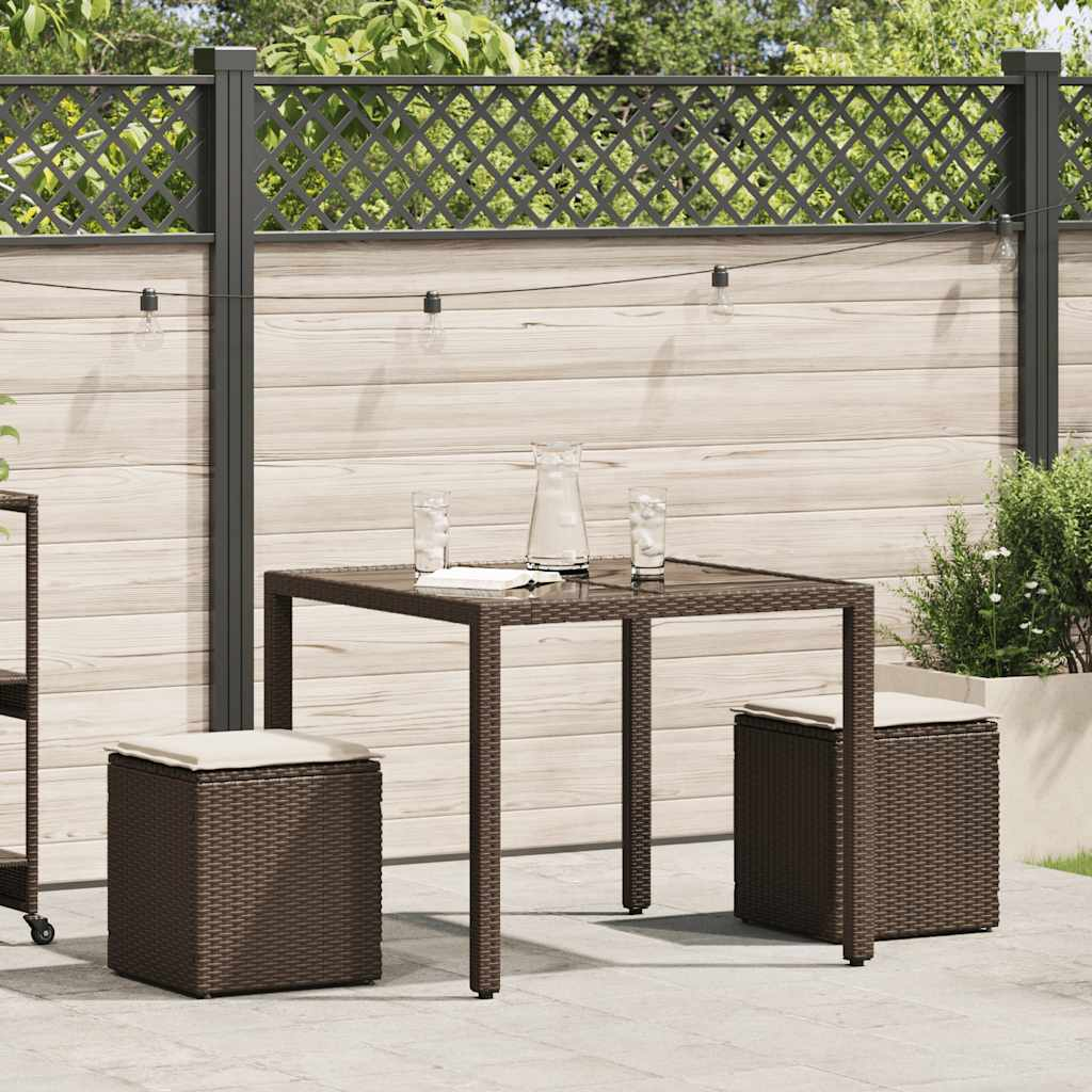 2 db barna polyrattan kerti szék párnával 40x40x43 cm (4104040)