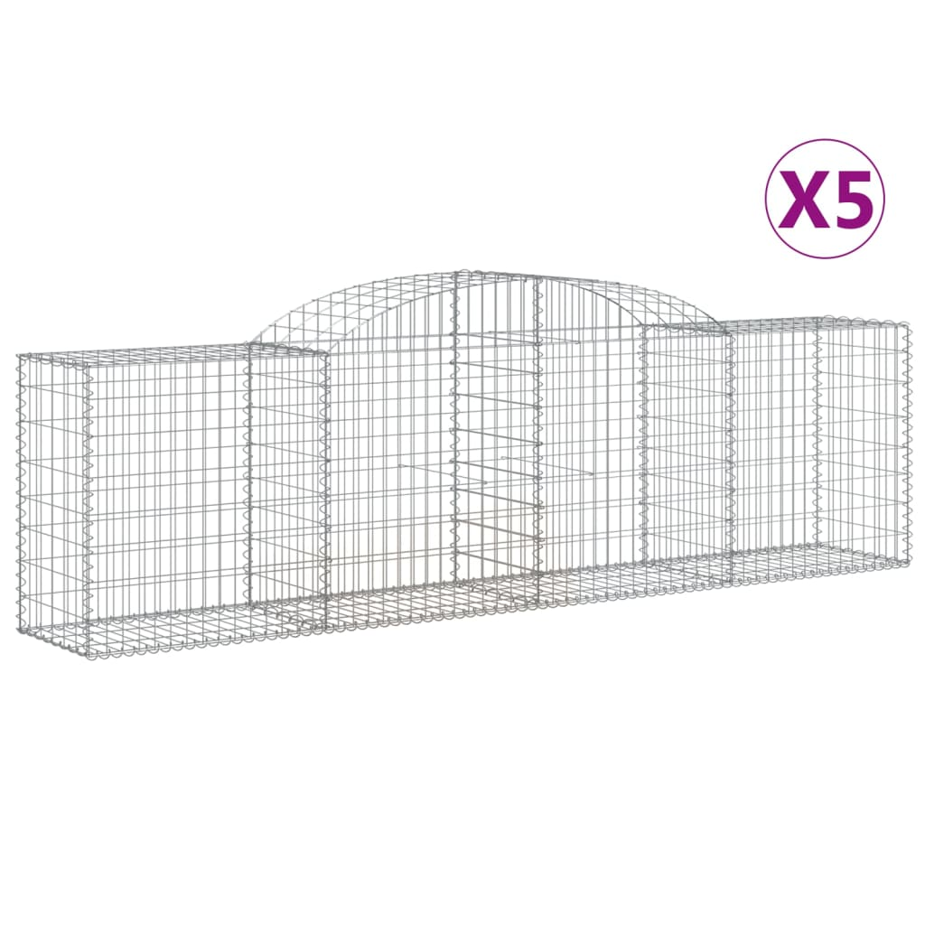 5 db íves horganyzott vas gabion kosár 300x50x80/100 cm (3146686)