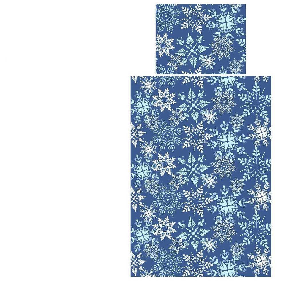 Dadka 140 × 200 cm, 70 × 90 cm ágynemű, krepp - Snowflakes szürkéskék (8596132058351)