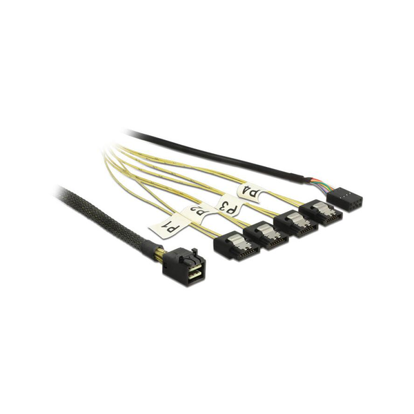 DELOCK SAS Kabel Mini SAS HD -> 4x Sata 7Pin +Sideband 0.50m