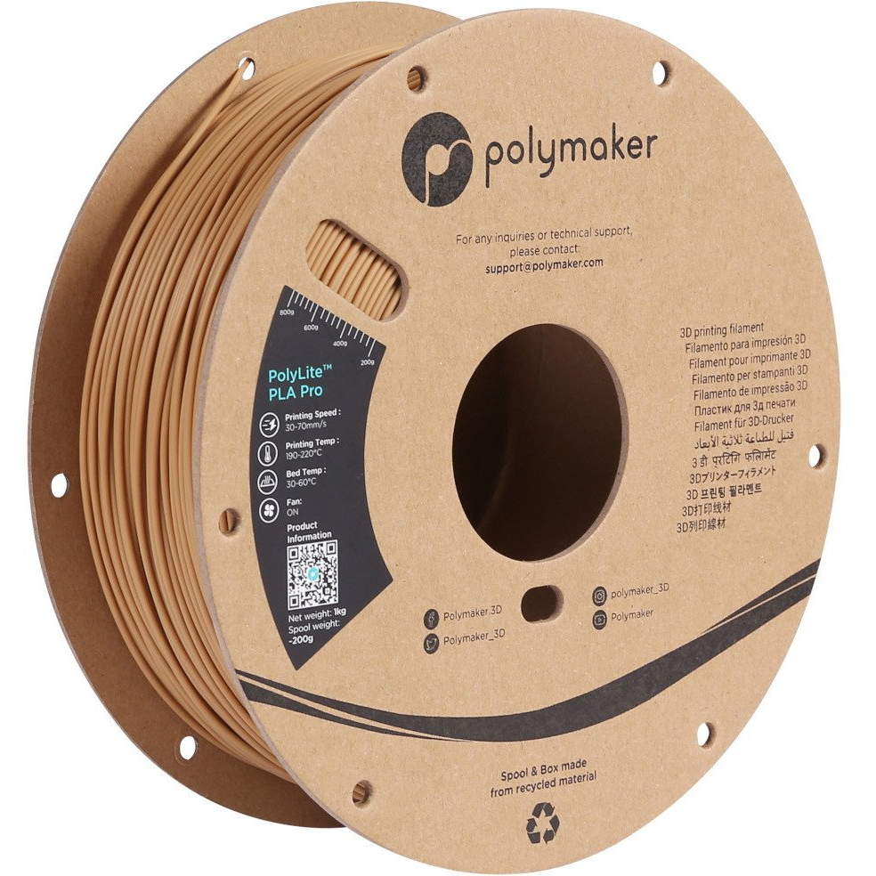 Polymaker PA07027 6938936710950 3D nyomtatószál PLA Pro nagy merevség, ütésálló 1.75 mm 1000 g Army Beige PolyLite™ 1 db (PLM-25218)
