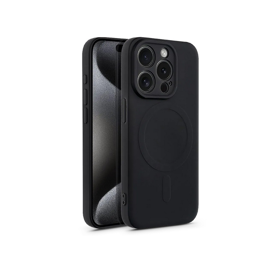 Apple iPhone 15 Pro szilikon hátlap - Silicone Mag Cover - fekete (HF228896)