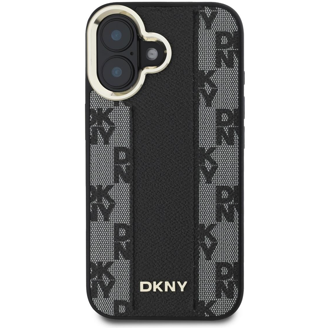 DKNY PU Leather Checkered Pattern Magsafe iPhone 16 Plus Black tok (DKHMP16MPCPVSLK)