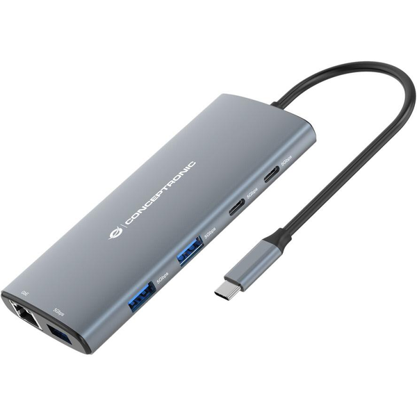 Conceptronic DONN06G replicatore di porte e docking station per laptop Cablato USB 3.2 Gen 1 (3.1 Gen 1) Type-C Grigio