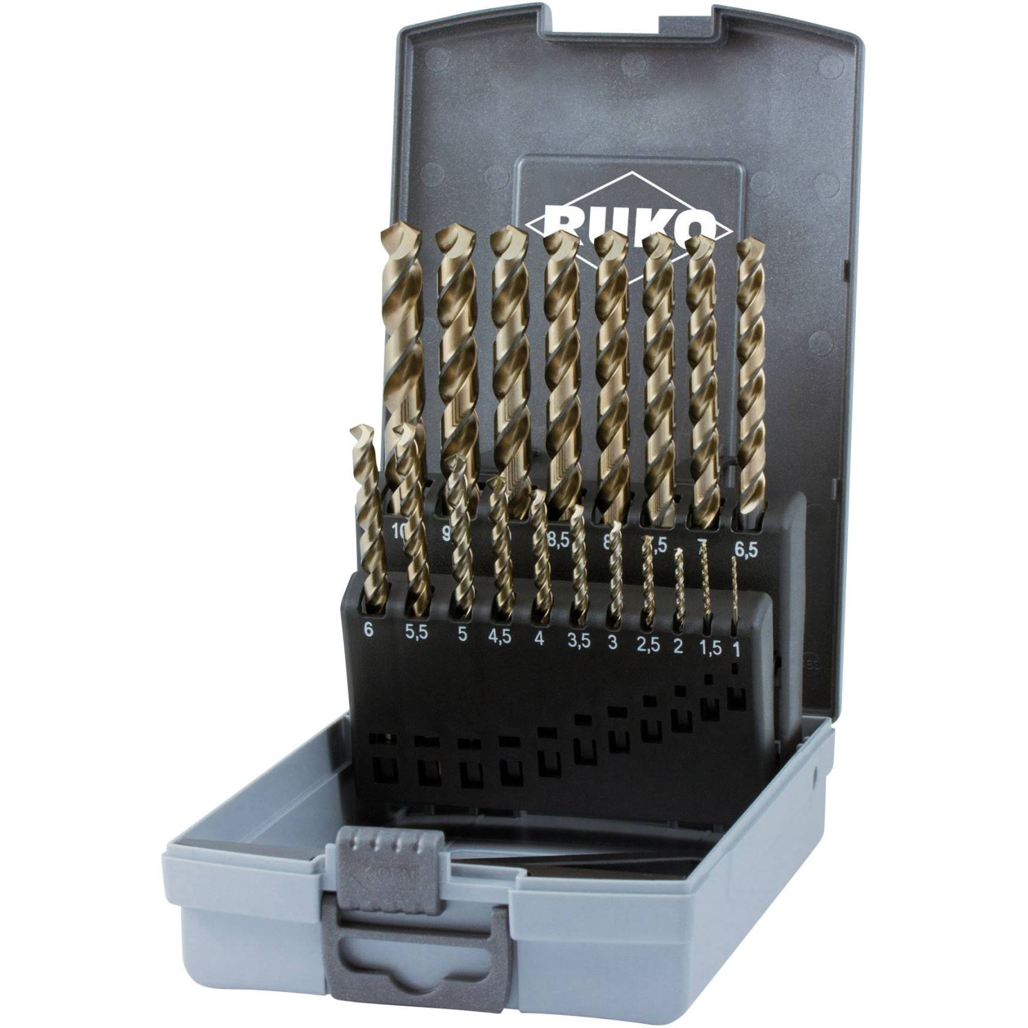 RUKO 228214RO HSSE-Co 5 fém spirálfúró készlet, 19 részes (228214RO)