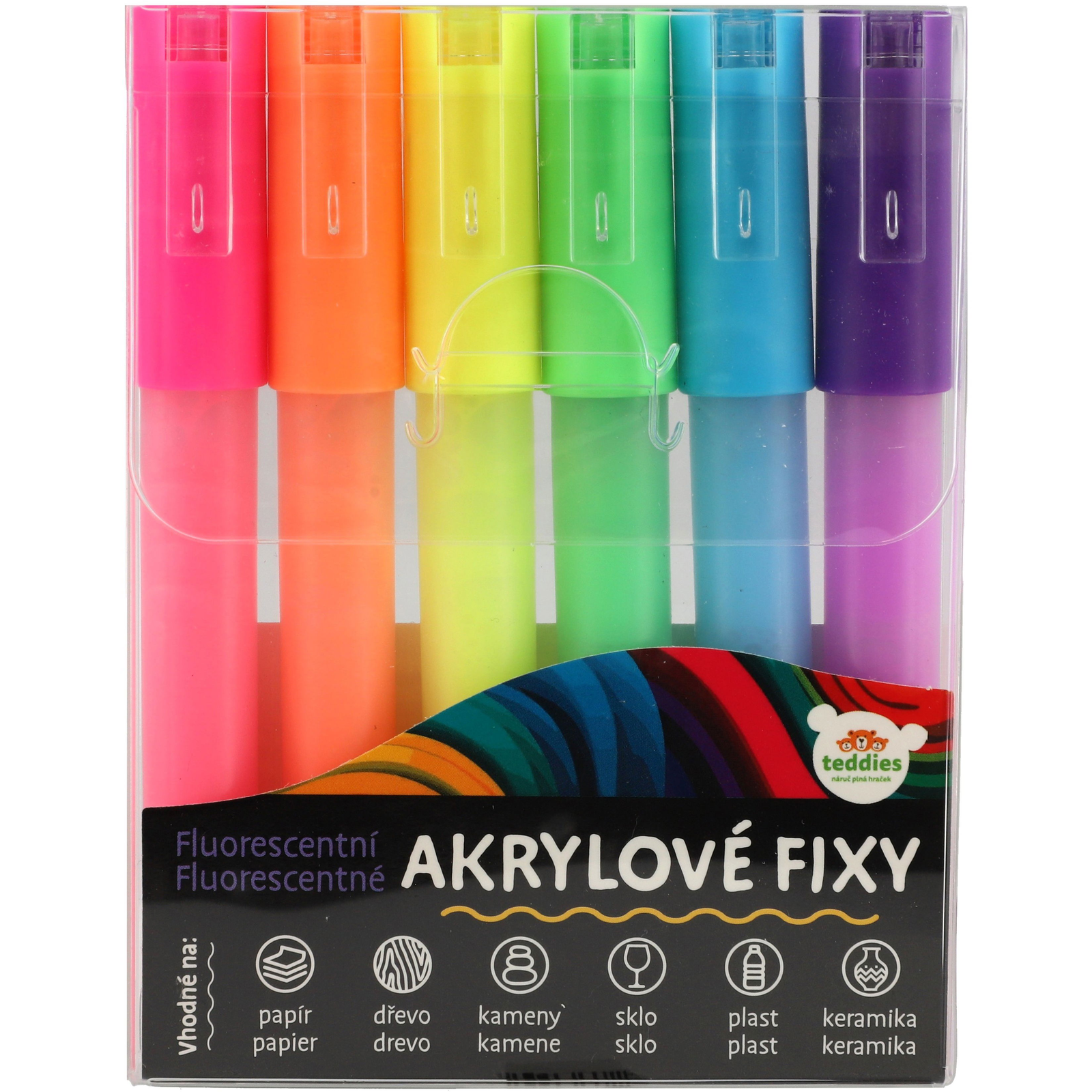 Teddies fluoreszkáló, akril, 6 darab (8592190865764)