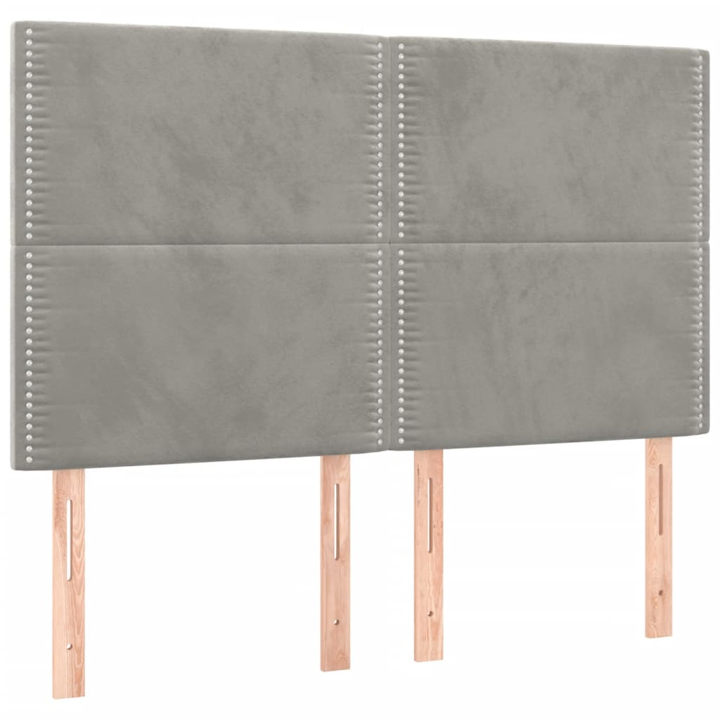 4 db világosszürke bársony fejtámla 72 x 5 x 78/88 cm (3116240)