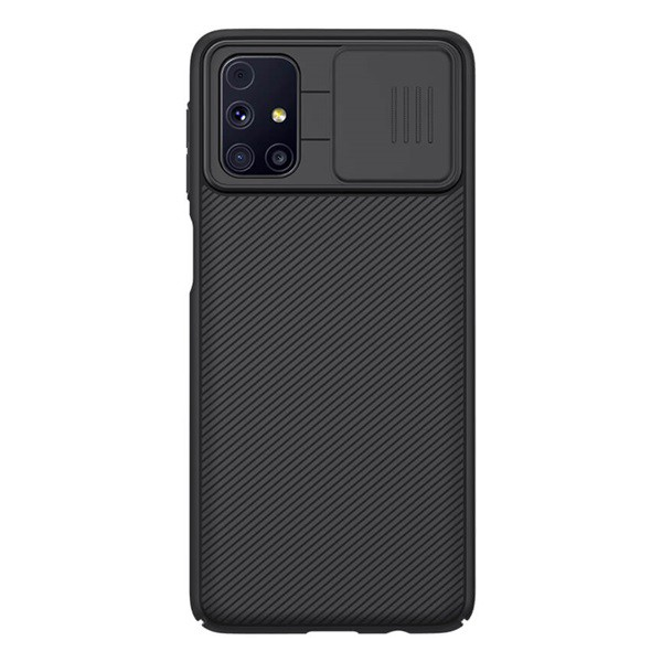 NILLKIN CAMSHIELD műanyag telefonvédő (szilikon keret, közepesen ütésálló, kamera védelem, csíkos) FEKETE [Samsung Galaxy M31s (SM-M317F)] (5996591013992)