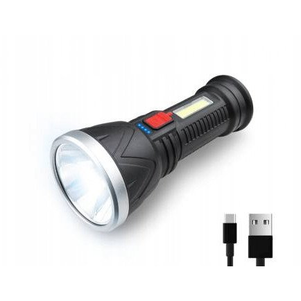 Latarka ręczna LTC 1-LED XPE+COB 3W 500lm, akumulator 2400mAh, IP65,USB-C