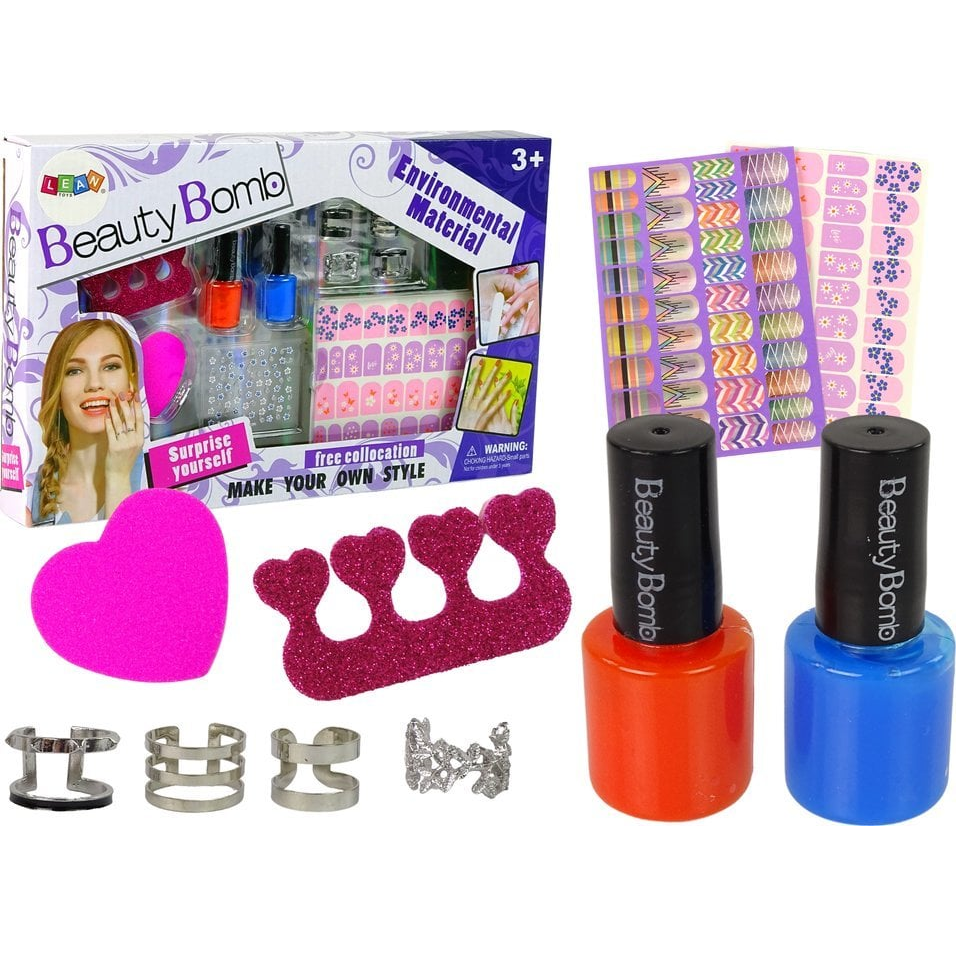 Körömfestő Készlet - Csillogó Lakkokkal, Matricákkal, Gyűrűkkel (12441)