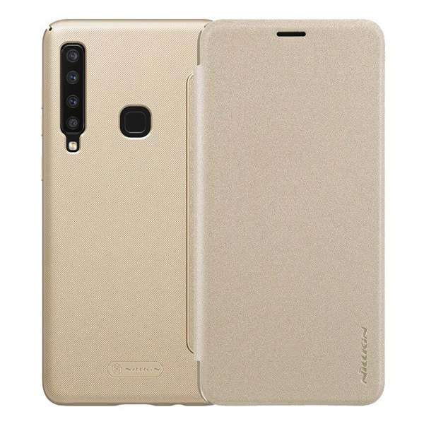 NILLKIN SPARKLE műanyag telefonvédő (mikroszálas bőr hatású FLIP, oldalra nyíló) ARANY [Samsung Galaxy A9 (2018) SM-A920] (5996457841769)