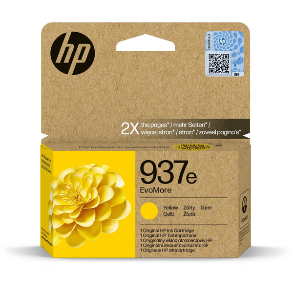 HP 937e EvoMore Yellow Original Ink Cartridge cartuccia d'inchiostro 1 pz Resa elevata (XL)