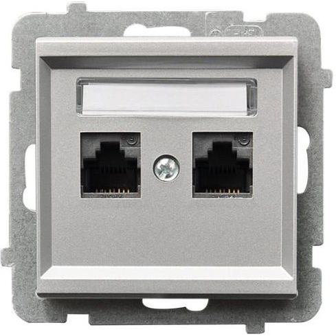 Ospel Gniazdo komputerowe Sonata podwójne 2xRJ45 5e srebrny mat (GPK-2R/K/m/38)