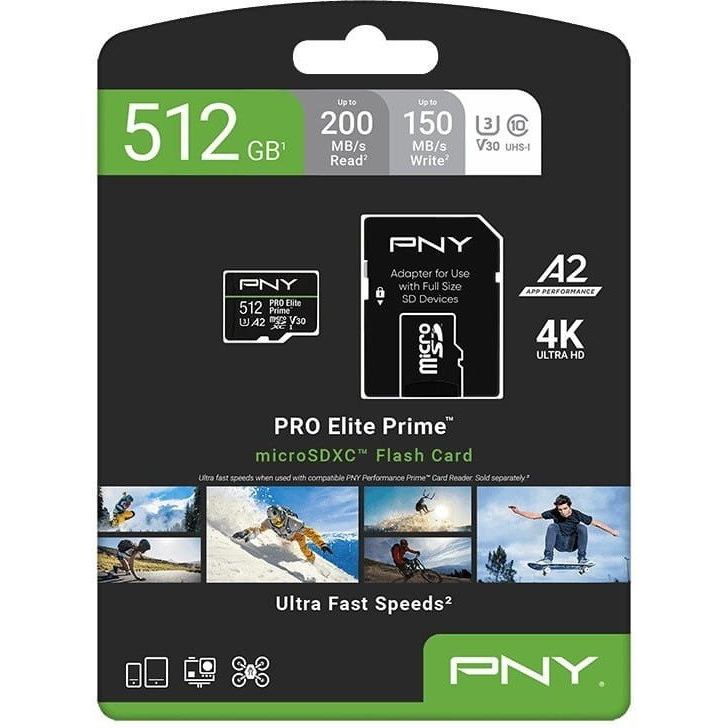 PNY PRO Elite Prime 512GB MicroSDXC 150 MB/s P-SDU512V32200PEP-GE (P-SDU512V32200PEP-GE)
