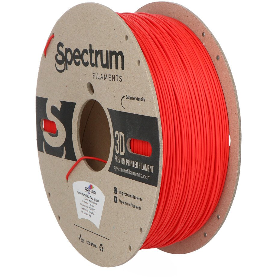 Spectrum Filaments 80899 Pastello PLA 3D nyomtatószál PLA műanyag Matt 1.75 mm 1000 g holland red, Piros, Pasztell 1 db (SPC-24238)