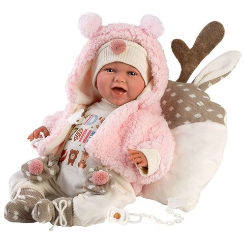 Llorens: Mimi újszülött síró kislány baba Kid's Zone pulcsiban 40cm-es (74028) (ll74028)