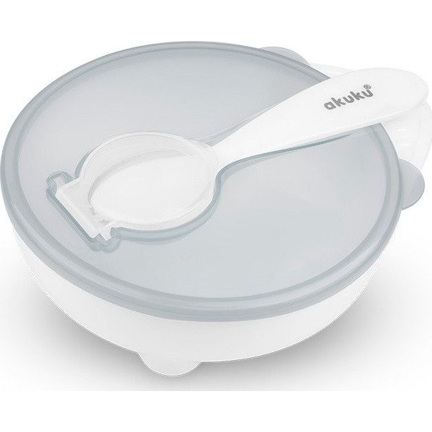 Akuku etetőtál tetővel és kanállal fehér (AKUKU-385)