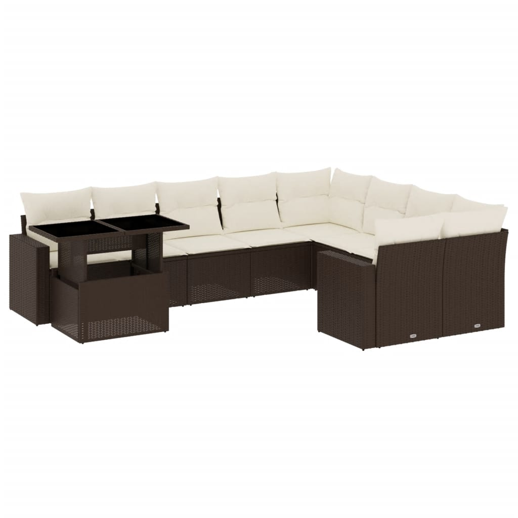 10 részes barna polyrattan kerti ülőgarnitúra párnákkal (3267513)