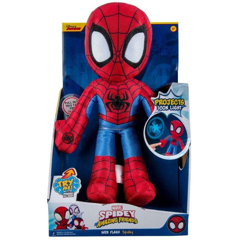 Jazwares Póki és csodálatos barátai: Spidey világító plüssfigura 23cm (SNF0127) (SNF0127)