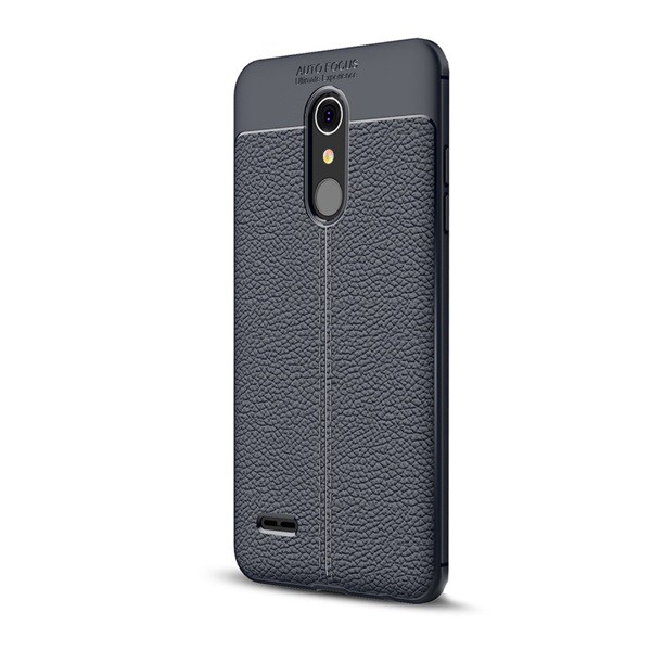 Гръб предпазен калъф за телефон гума / силикон (ефект кожа, модел на шиене) Тъмно син [LG K11 K425 (K10 2018)]