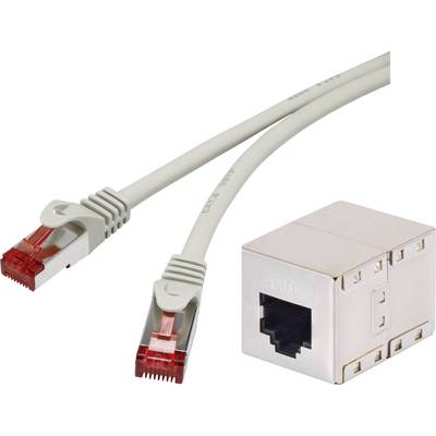 RJ45 Hálózat Hosszabbítókábel CAT 6A S/FTP 20.00 m Szürke Védővel, Lángálló Renkforce (RF-3829272)