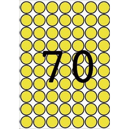 APLI 19 mm kör etikett, A5 hordozón, sárga 560 darab (LCA12103) (LCA12103)