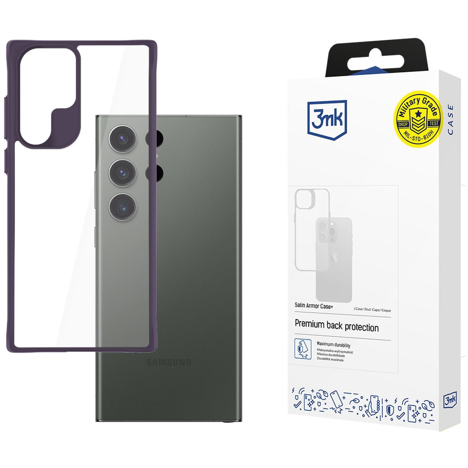 3MK Satin Armor Case+ Samsung Galaxy S24 Ultra lila tok (5903108592871)