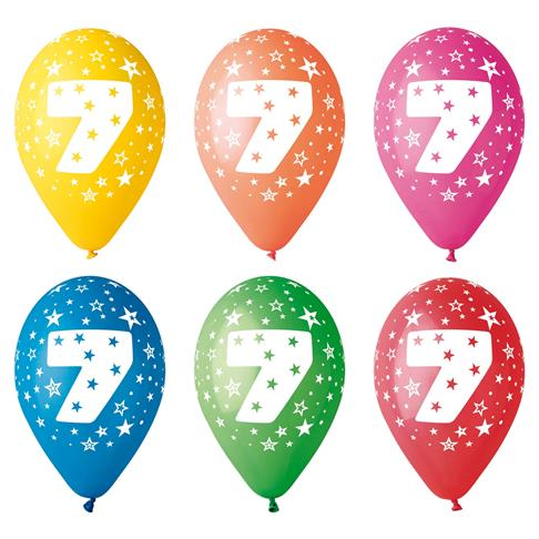 Léggömb 26cm - 7-es szám (5db) (11-PRINT7)