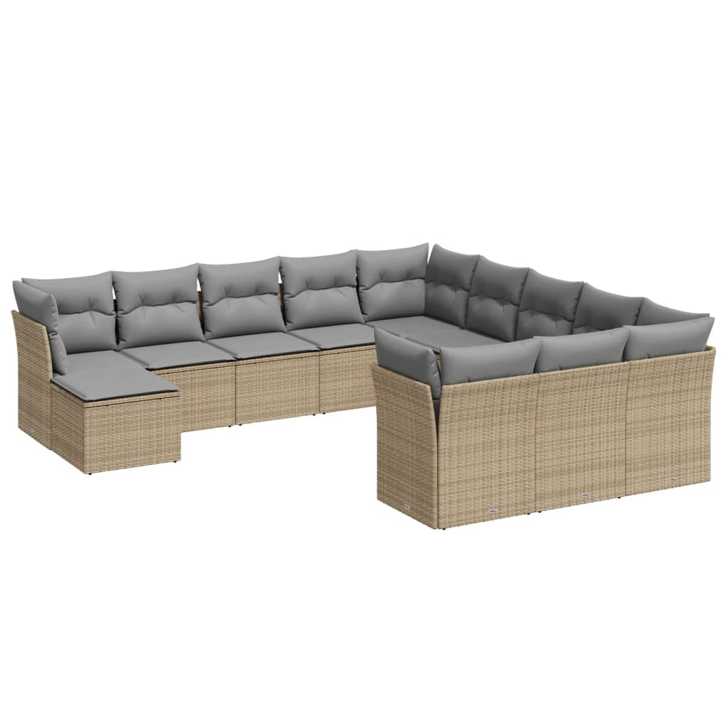 12 részes bézs polyrattan kerti ülőgarnitúra párnákkal (3250468)