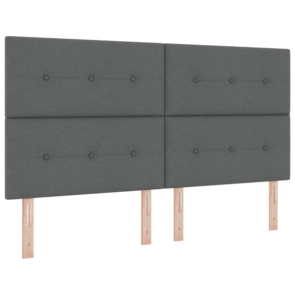 Pat cu arcuri cu saltea și LED Gri închis 180x200 cm Țesătură