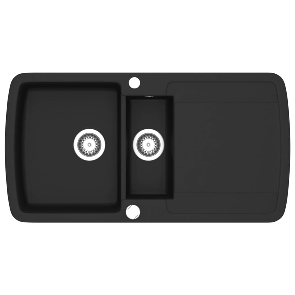 fekete, kétmedencés gránit mosogatótálca (142946)