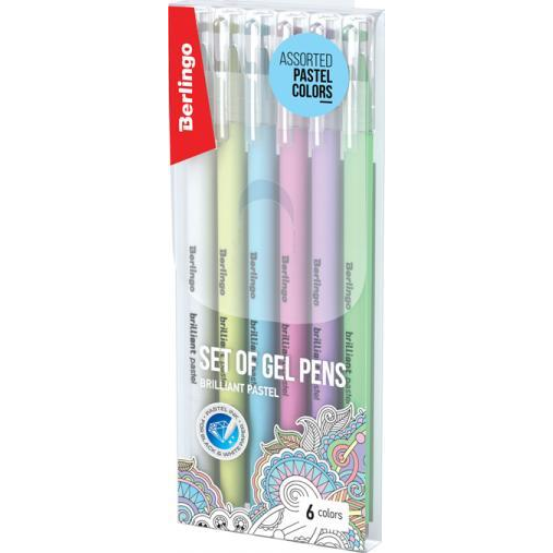  Berlingo DŁUGOPIS ŻELOWY BERLINGO BRILLANT GLITTER PASTELOWY 0,8MM KPL 6 SZTUK
