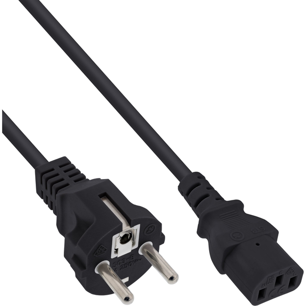 InLine B-16651D electriciteitssnoer Zwart 1 m Netstekker type F IEC C13